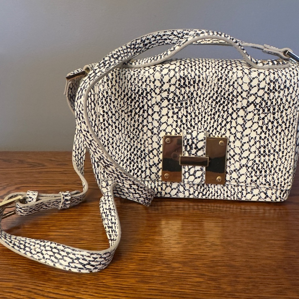 India Hicks The Lady P in black and White Snake Skin Leather